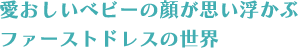 愛おしいベビーの顔が思い浮かぶファーストドレスの世界